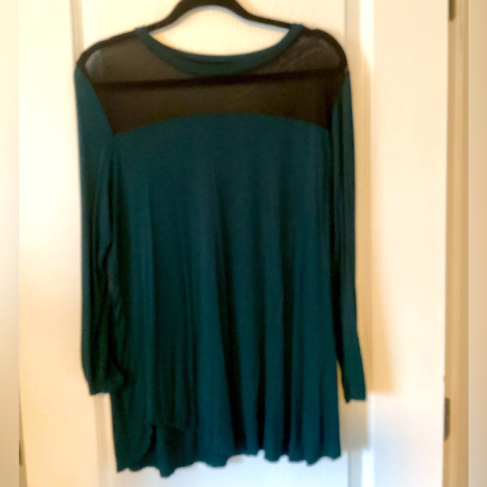 Teal tunic with sheer panel XL